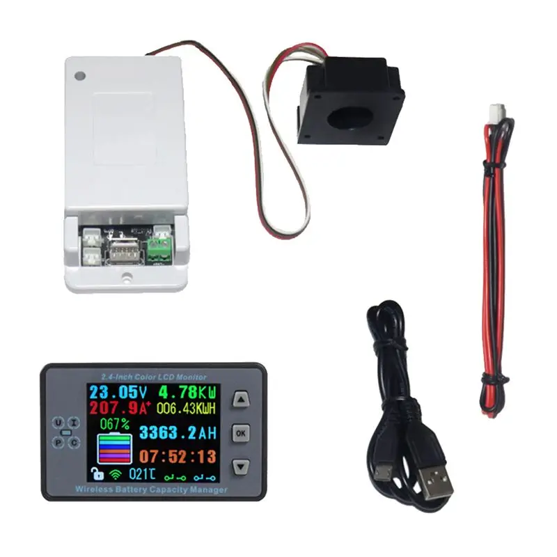 B92B-VAC8810F Misuratore di tensione wireless da 2,4 pollici + scatola di misurazione Coulometro Capacità Rilevatore di potenza 120 V 100 A Monitor da 2,4 pollici