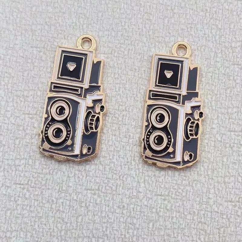 10pcs Vintage Enamel Camera Bicycle Charm for Jewelry Making Earring Pendant Bracelet Necklace Accessories Diy Craft Supplies