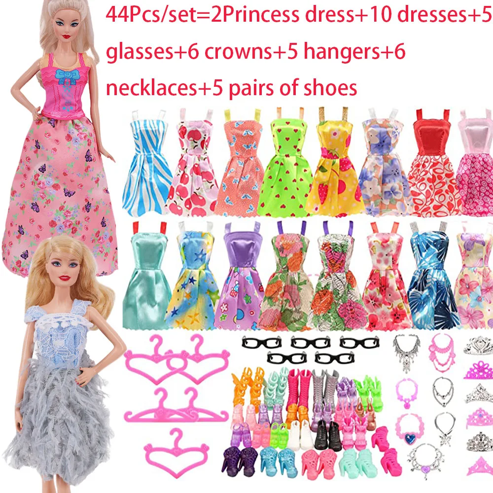 Accessori per bambole da 30 cm Abito da principessa multiplo Accessori quotidiani Grucce Scarpe Collane Occhiali per ragazza regalo festival da 11,8 pollici