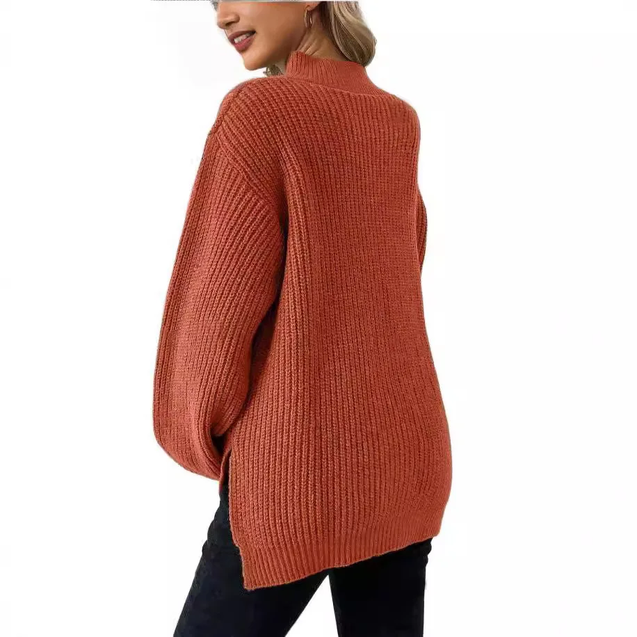 Maternity Clothings Sweaters Brick Red Knitted Temperament Commuting Sweater Maternity Loose Type Sweater Maternity Wear Clothes