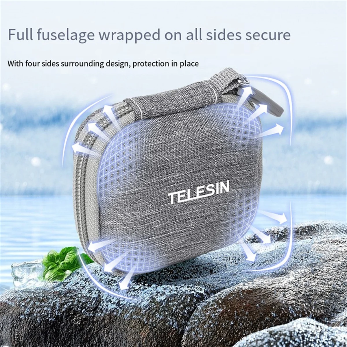 حقيبة تخزين واقية صغيرة من RISE TELESIN لكاميرا الحركة Insta360 GO3 GoPro 12 Hero 12 11 10 9 صندوق مقاوم للماء باللون الرمادي