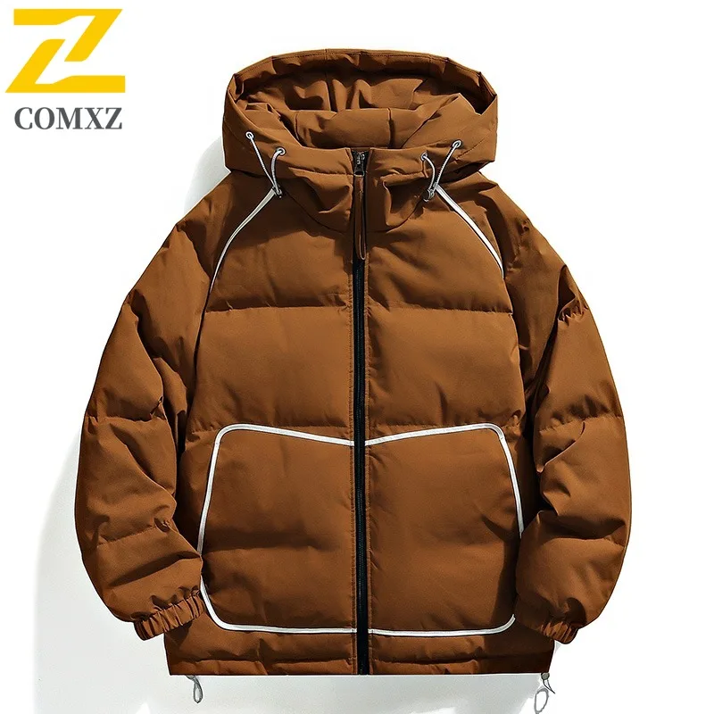 COMXZ Classic Down Jacket Men New Premium Hooded Outdoor Travel Thickened Warm Down Coat Street Lightweight Autumn Winter Coat
