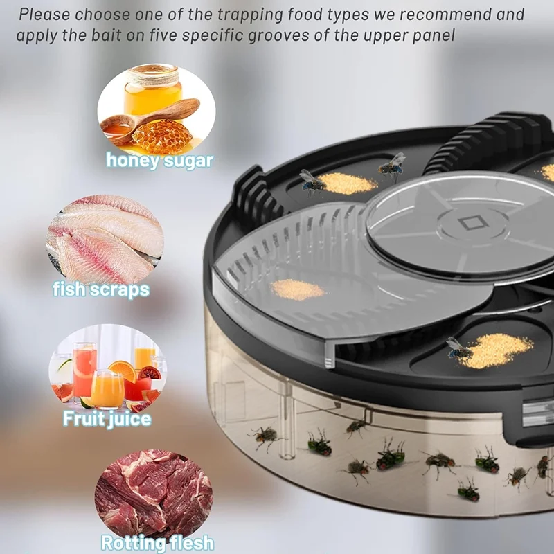 Automatic Pest Catcher With Bait Durable USB Rechargeable Pest Catcher Home Kitchen Flytrap Removable Safety Insect Pest Catcher