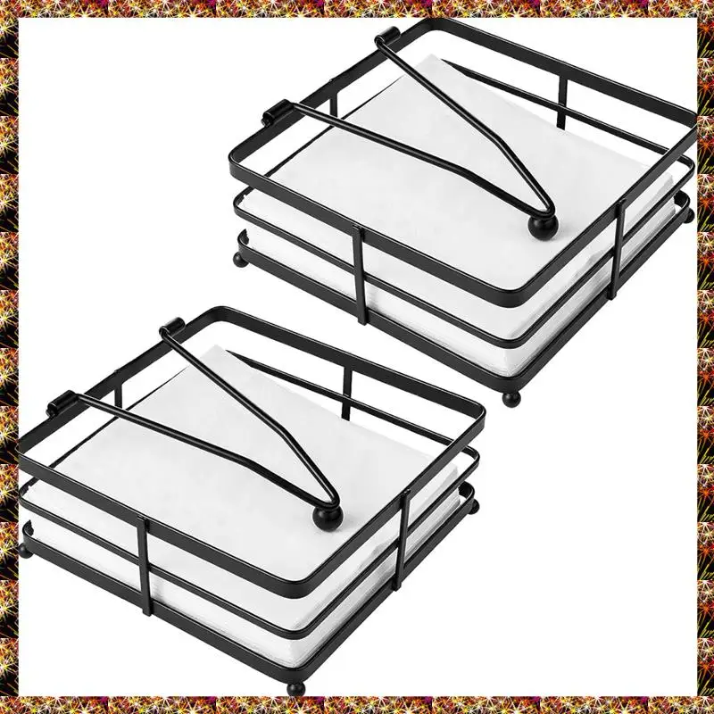 BTCL 2 piezas servilletero plano para mesa servilletero de Metal con brazo ponderado dispensador de servilletas de papel cuadrado hierro rústico Durab