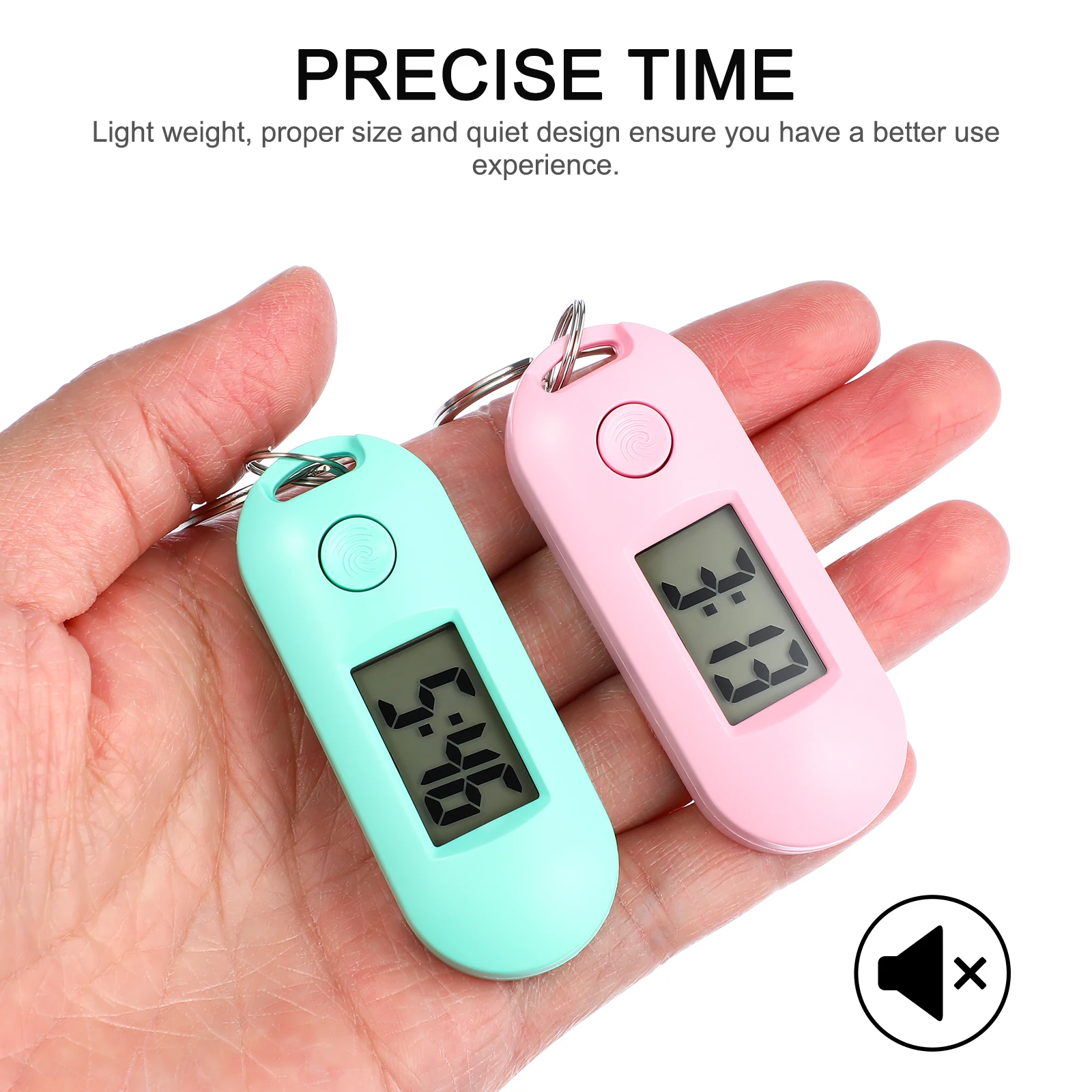 

6 pcs Electronic Watches Digital Lcd Keychain Pocket Sports Women Kids 1 White Green Blue Gray Silent Quartz Portable