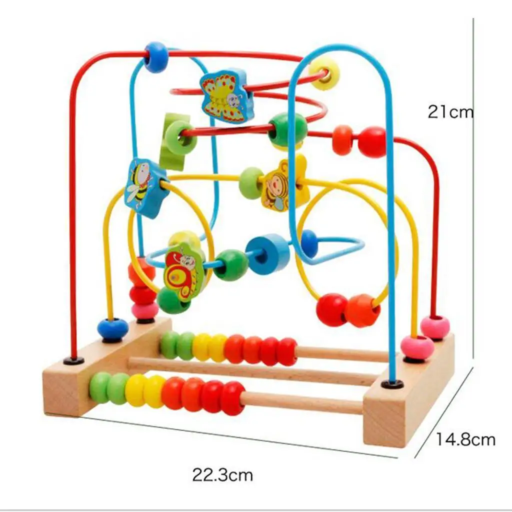 Wooden Math Toy Circles Classic Bead Maze Montessori Educational Toy for