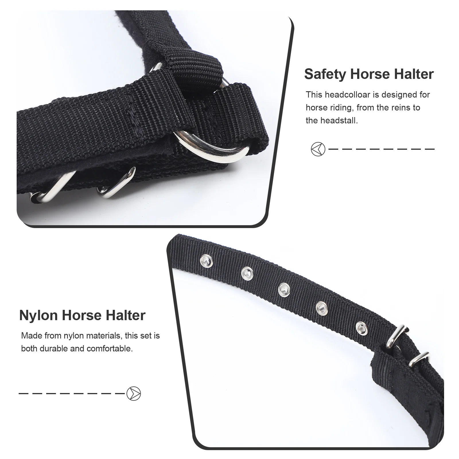 Horse Bridle Show Halter Headstall Supply Adjustable Nylon Riding Collar Field Safe Headcollar Practical Holder