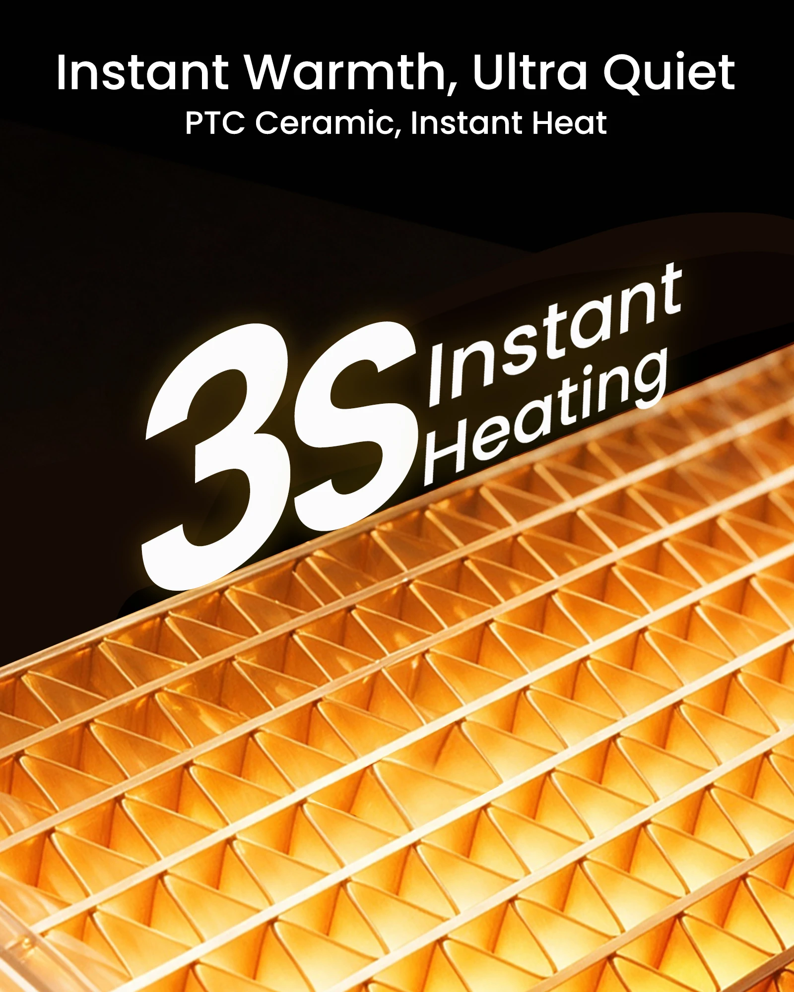 Portable Electric Heater with Remote Control Ateroll 1500W PTC Ceramic Space Heater 10inch Height Instant Warmth Quiet Air Blower Fan V0-Grade Fireproof Materials Overheat Protection Tilting Protection Home Appliance for Bedroom Office Desk Indoor
