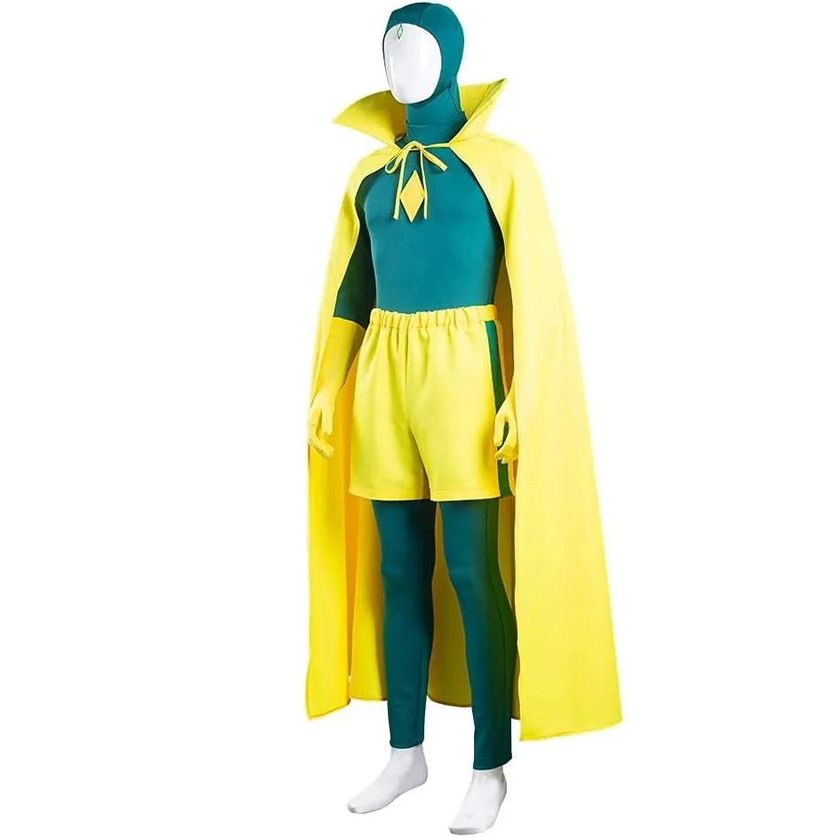 ผู้ใหญ่ Man Vision เครื่องแต่งกายคอสเพลย์ Wanda Vision Cloak Jumpsuit ฮาโลวีน Carnival เครื่องแต่งกายชุดรบ