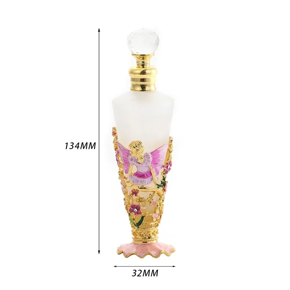 Conical Perfume Bottle Angle Enamel Embossed Vintage Flower Frosted Container Crystal Cap Refillable Luxury Beauty Sub-Bottle