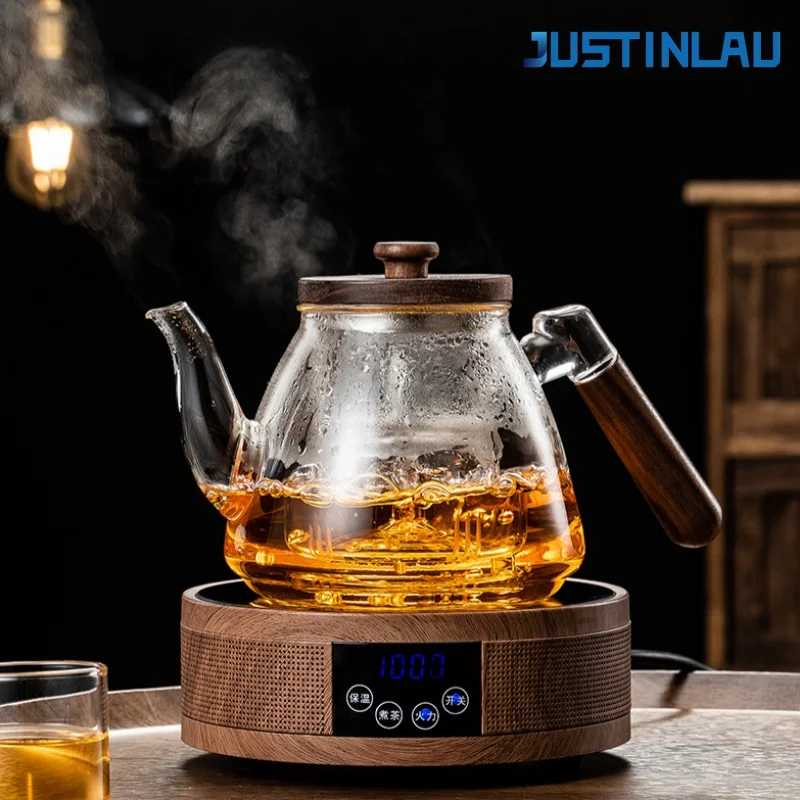 

JUSTINLAU Glass Teapot Thickened Kettle High-temperature Resistant Steaming and Boiling Kettle with Handle＆Strainer Home Tea Pot