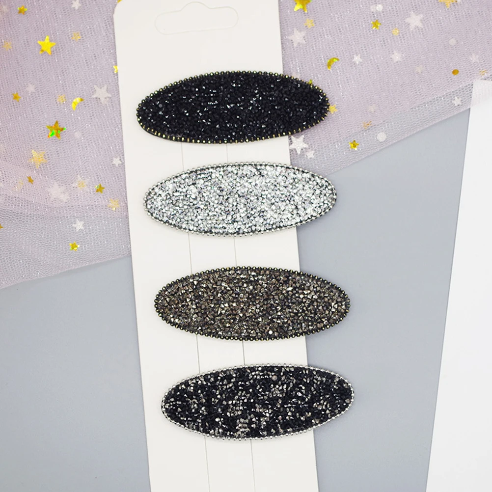 

4Pcs Mixed Color Crystal Hair Clips Metal Snap Hairpins Kids Girls Barrettes Party School Accessories