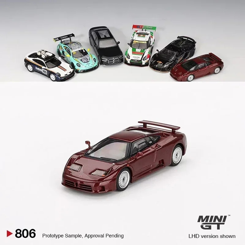 MINIGT 1:64 Model Car EB110 GT Alloy Die-Cast Sport Vehicle Wine Red Metallic #806