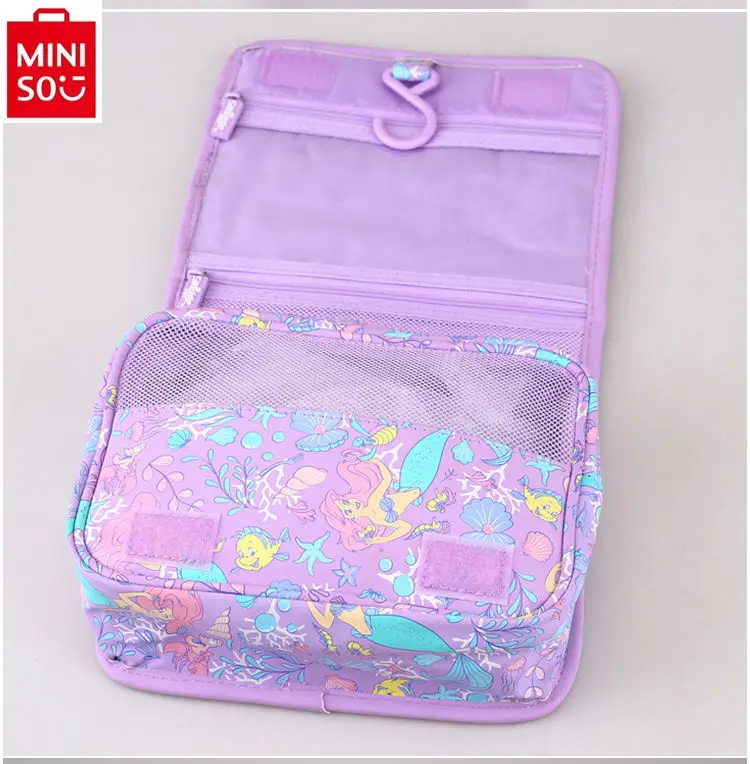 MINISO Disney sequin mermaid print crossbody bag with large capacity, lightweight and fashionable backpack for students