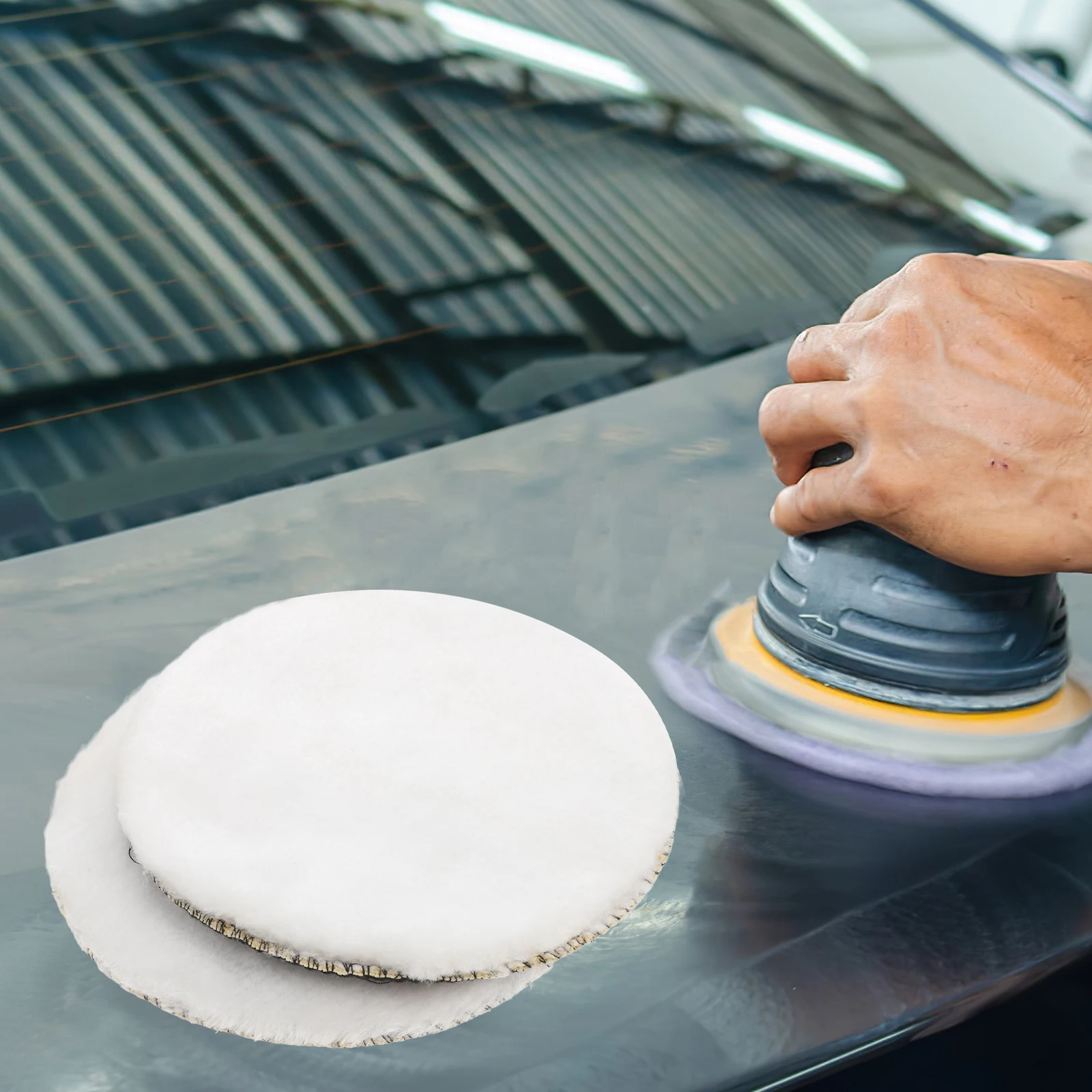 

2Pcs Wool Polishing Wheel Buffing Pads Self-Adhesive for Car Wood Stone Polishing 7 Inch Felt Discs High Performance Angle