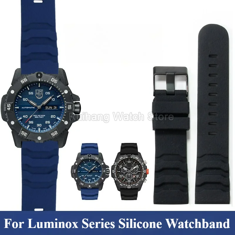 Rubber Watch Accessories Straight Interface 22 24mm for Luminox 3801 3601.BO 3723 3729 3603 Waterproof Soft Silicone Watchband