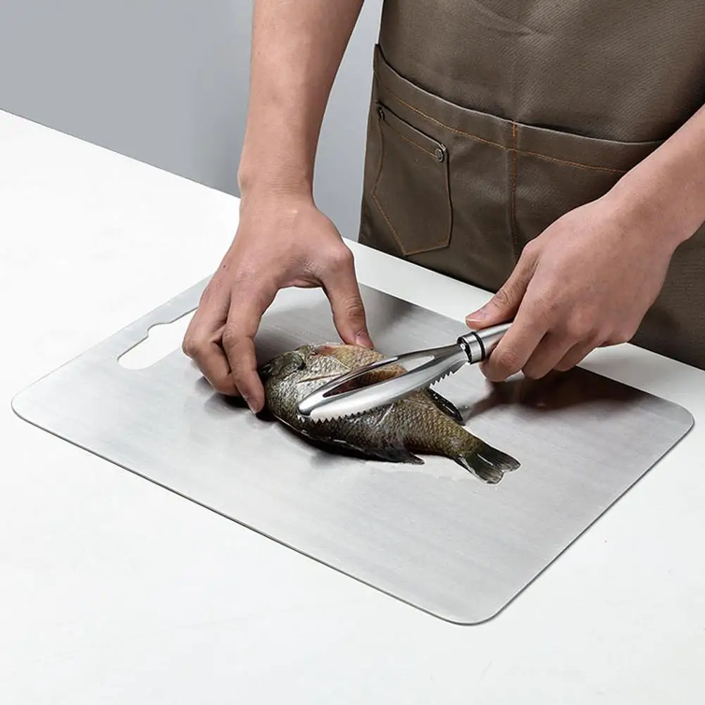 Stainless Steel Cutting Board, Antibacterial, Double-sided, Food-grade, Thickened, Mildew-proof, Home Use Fruit Cutting Board