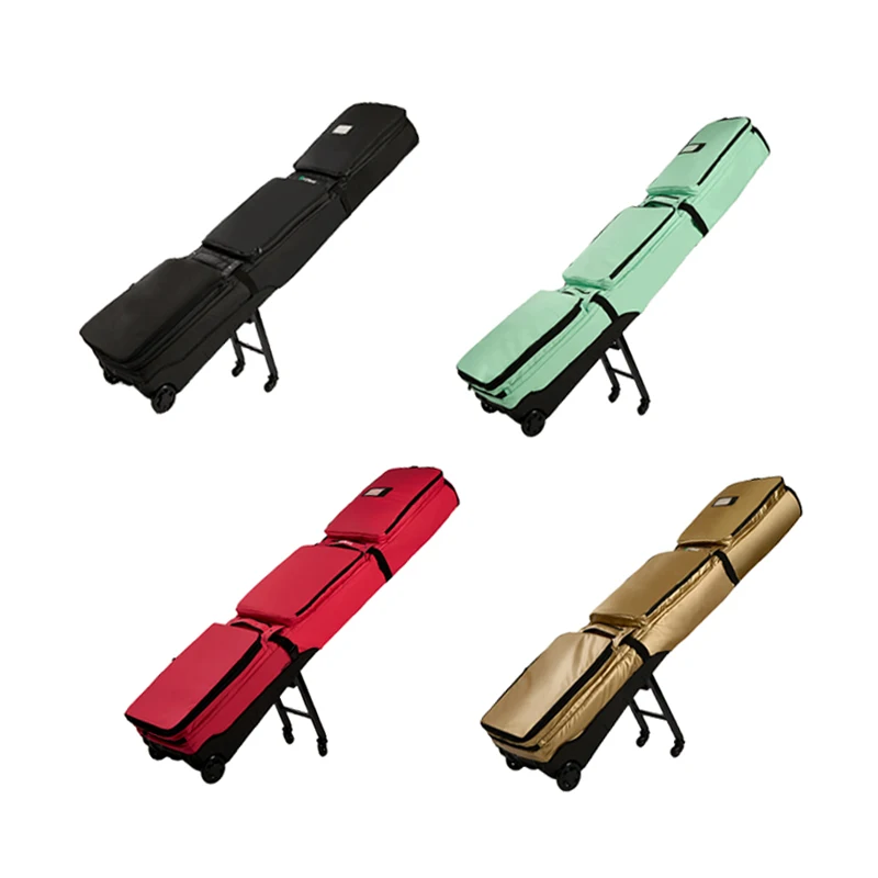 4-Wheel Height-Adjustable Snowboard Bag, Multi-functional Dry Wet Separation Travel Bag with Stand, Durable Waterproof Storage