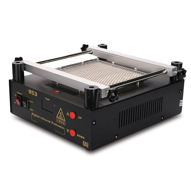 

853 Станция для распайки с предварительным нагревом и цифровым дисплеем BGA Нижний нагрев Контроль температуры Паяльная станция Нагревательная платформа Инфракрасный