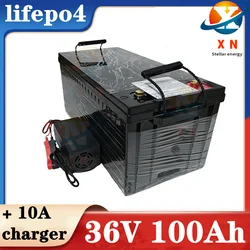 Lithium 36V 100Ah Lifepo4 Battery With BMS For Solar System Trolling Motor Boat+ 43.8V 10A Charger