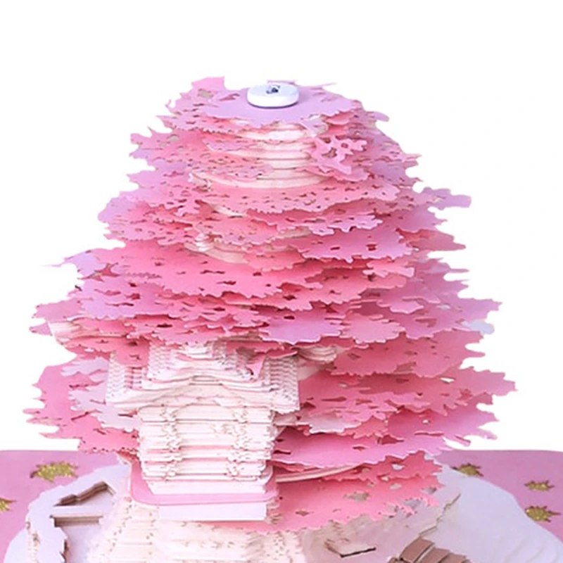 Bloc de notas de calendario con luces LED, Bloc de notas 3D, regalo de tallado de papel, decoración de escritorio para oficina, fácil de usar, 2024