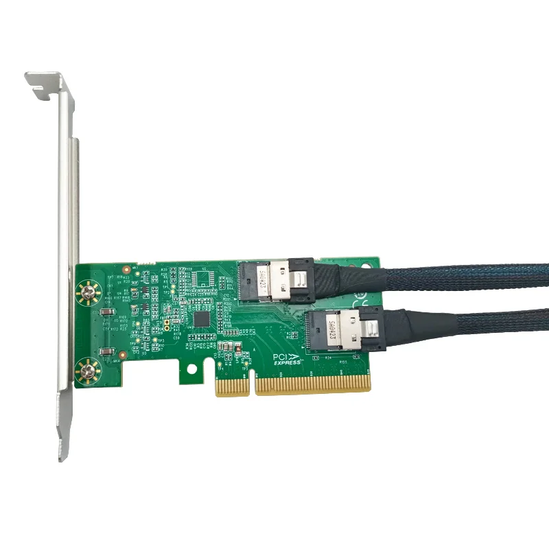 SlimSAS to U.2 PCIe 4.0 to 2-port SFF-8654 4i NVMe expansion card