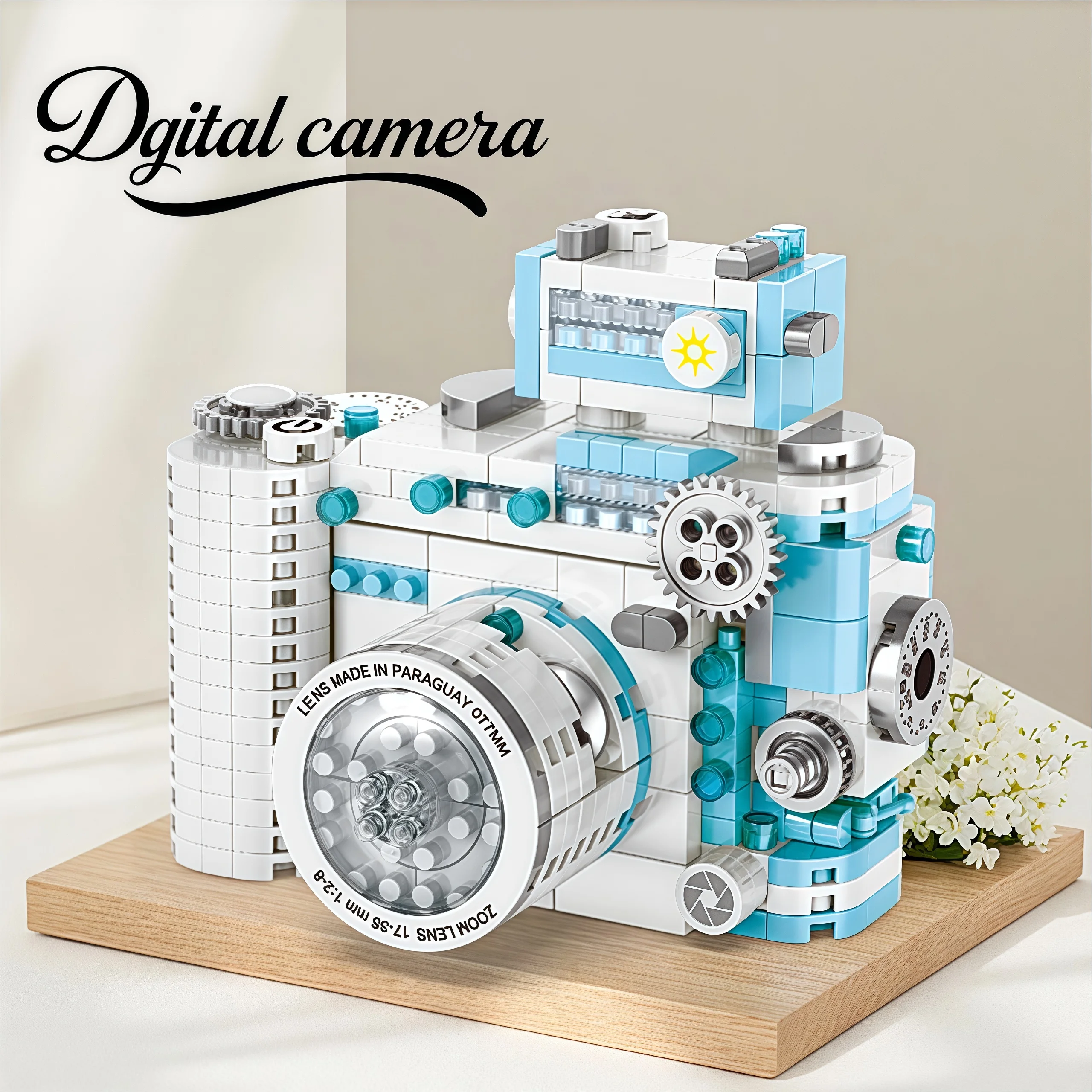 

Retro Digital Camera Model Mini Building Block Ornament Toy Stereo Violin DIY Assembly Building Block Girl Toys Christmas Gift