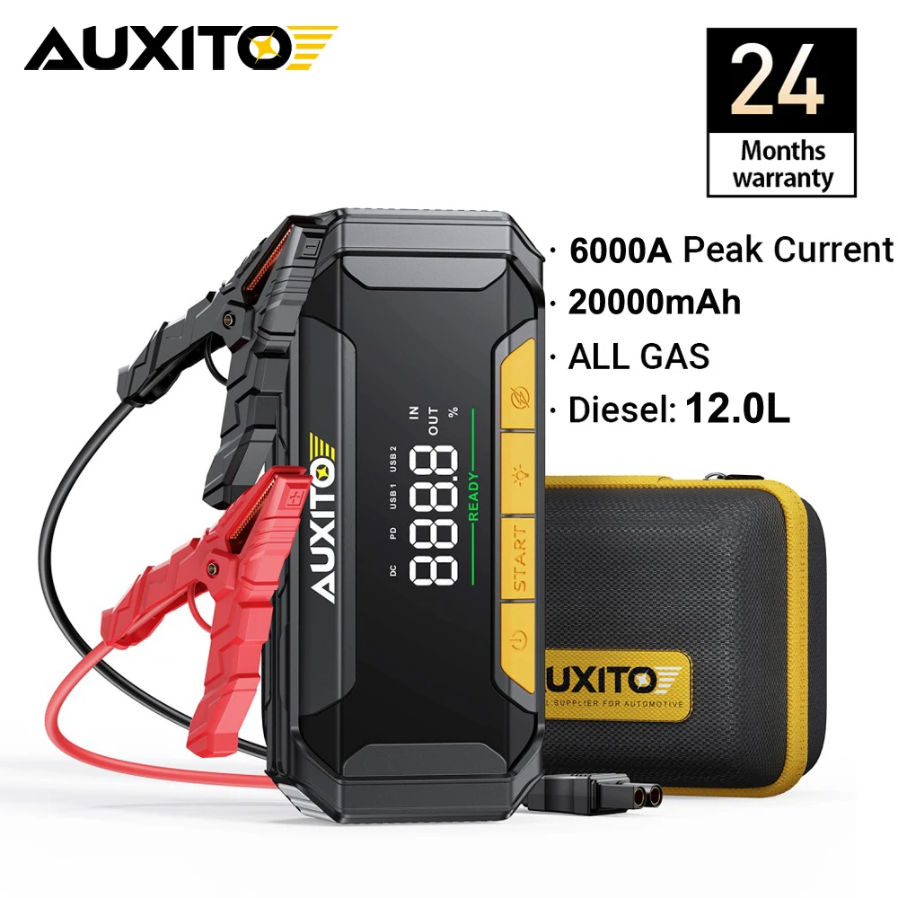 

AUXITO Power Bank 20000mAh Jump Starter Portable Charger Car Booster 6000A Auto Starting Device Emergency Car Battery Starter