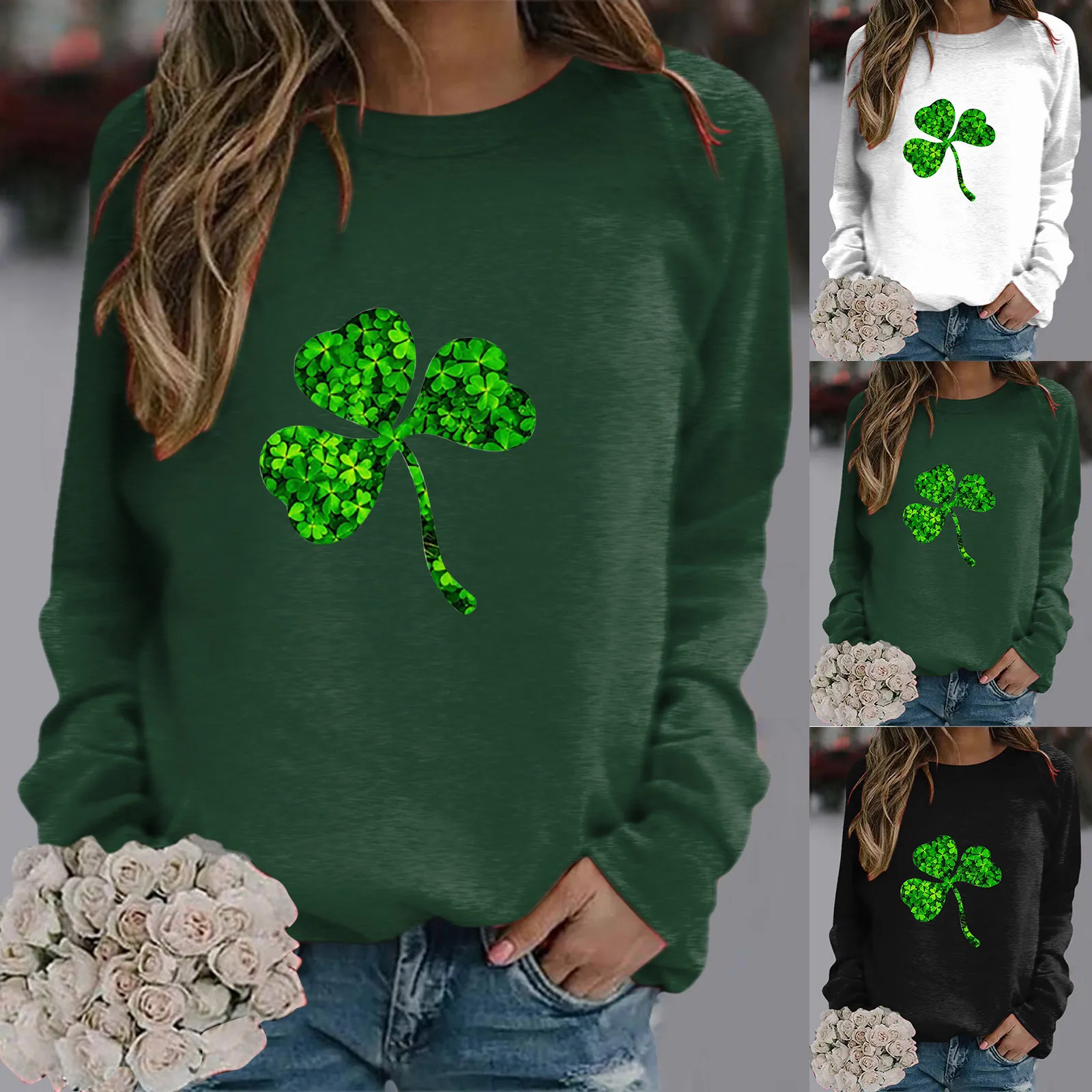 Hoodies For Women Womens Autumn Winter Casual Long Sleeve St. Patrick\'s Day Print Pullover Korean Fashion Loose Sweatshirt