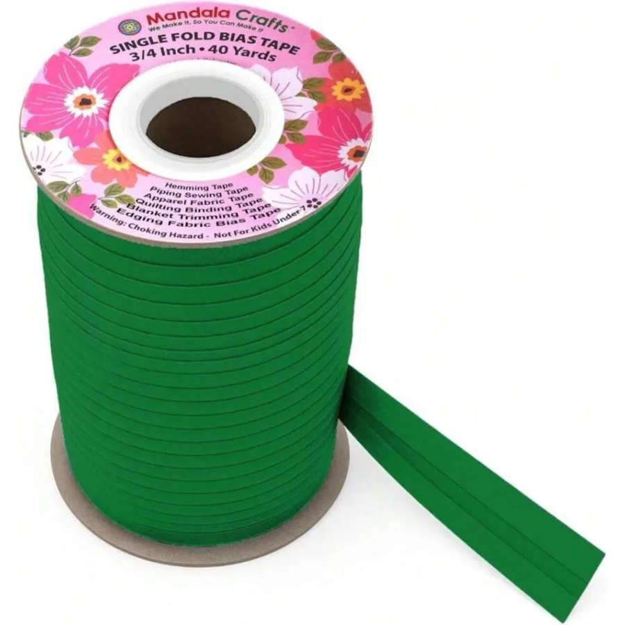 

Mandala Crafts 3/4 Inch Single Fold Bias Tape For Sewing Quilting Piping Hemming Blanket andAmp; Quilt Binding U2013 40 Yards G