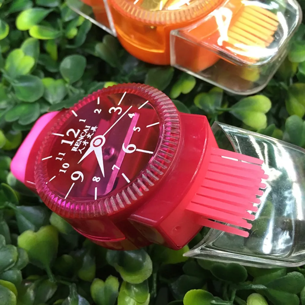 Classroom Prize 3 in 1 Pencil Sharpener Cartoon Watch Sharpener Hand Crank with Eraser Brush Pencil Cutting Tool School Supply