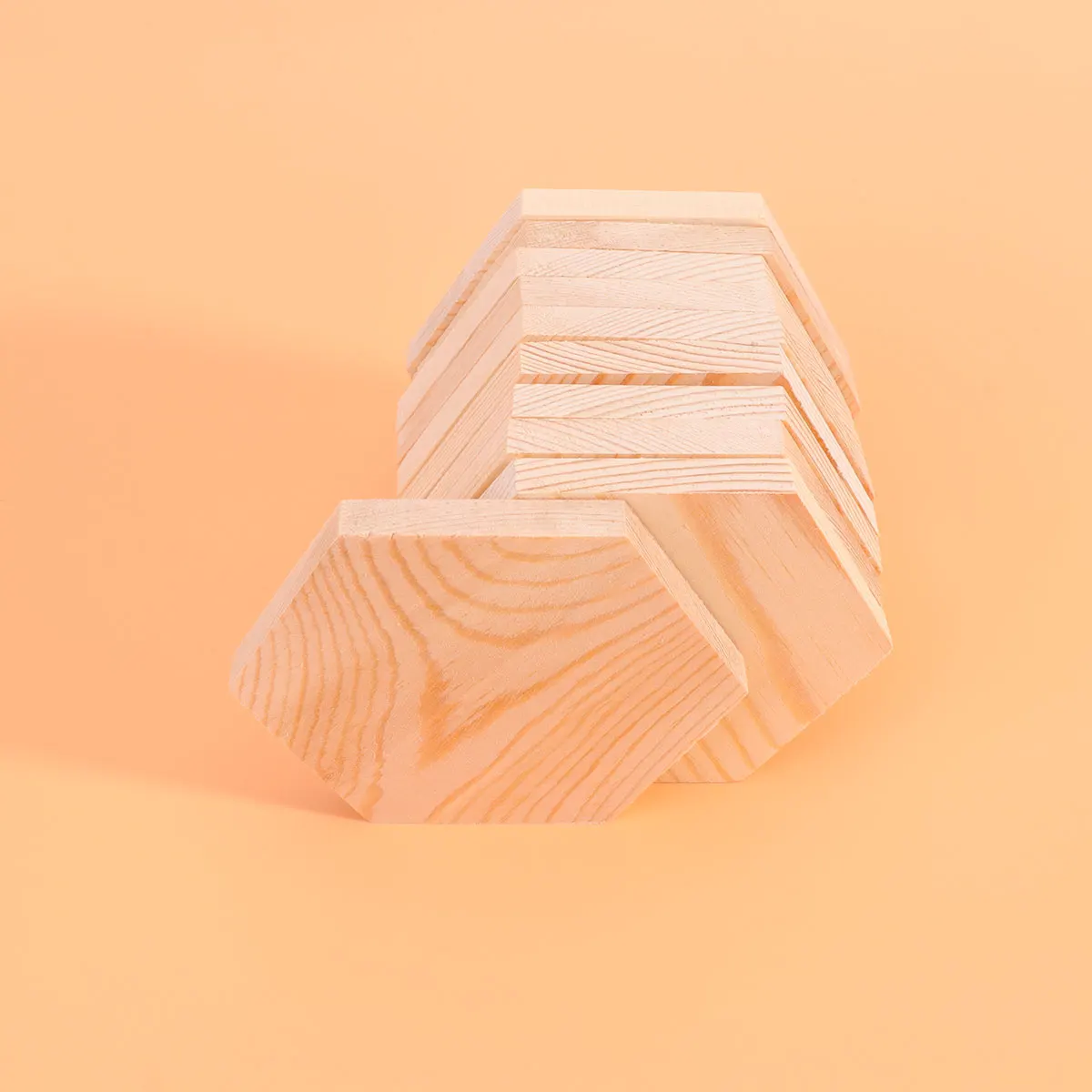 

10pcs Polygonal Blocks Craft Wooden Planks Hexagon Diy Wood Block For Crafts Small Solid Pine Wood Boards Manual Decoration Size