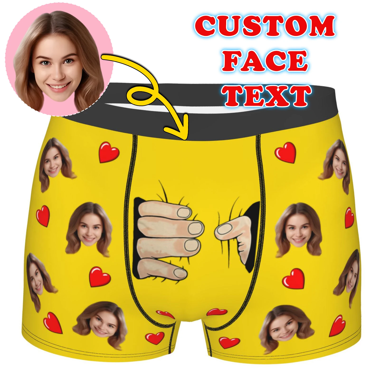 

Personalized Custom Face Photo Valentine'S Day Underwear For Husband Funny Hands Grabbing Boxer Briefs Shorts Panties Underpants