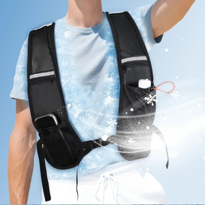 Semiconductor Cooling Vest With Dual Fans Summer Heat Relief Work Waistcoat One Size For Outdoor Patrol Fishing