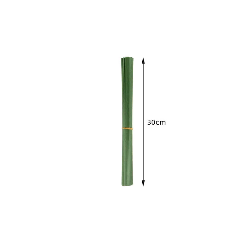 50pcs 15-40cm Artificial Green Flower Stem Sticks DIY Floral Material Handmade Wire Stem Accessories for Wedding Home Decoration