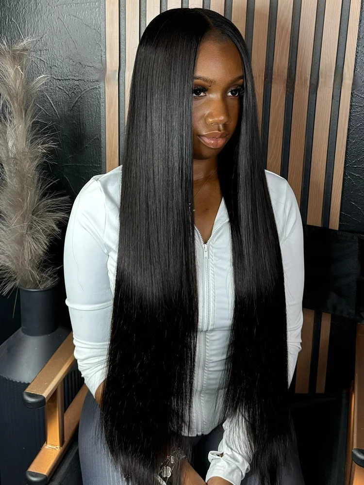 30 40 Inch Bone Straight 13x6 HD Transparent Lace Frontal Human Hair 13x4 Lace Front Wig 5x5 Glueless Closure Wigs Ready To Go