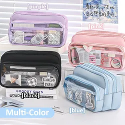 Multi Layer Pencil Case Pouch Kawaii Large Capacity Pen Bag Korean School Stationery Holder Bag Student Back To School Supplies