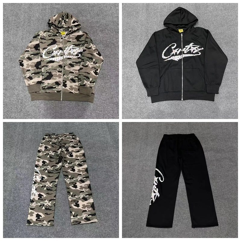 

Letter High Street Fce на подкладке, свободный крой, открытый кардиган, толстовка, прямые брюки, осенне-зимний модный молодежный комплект