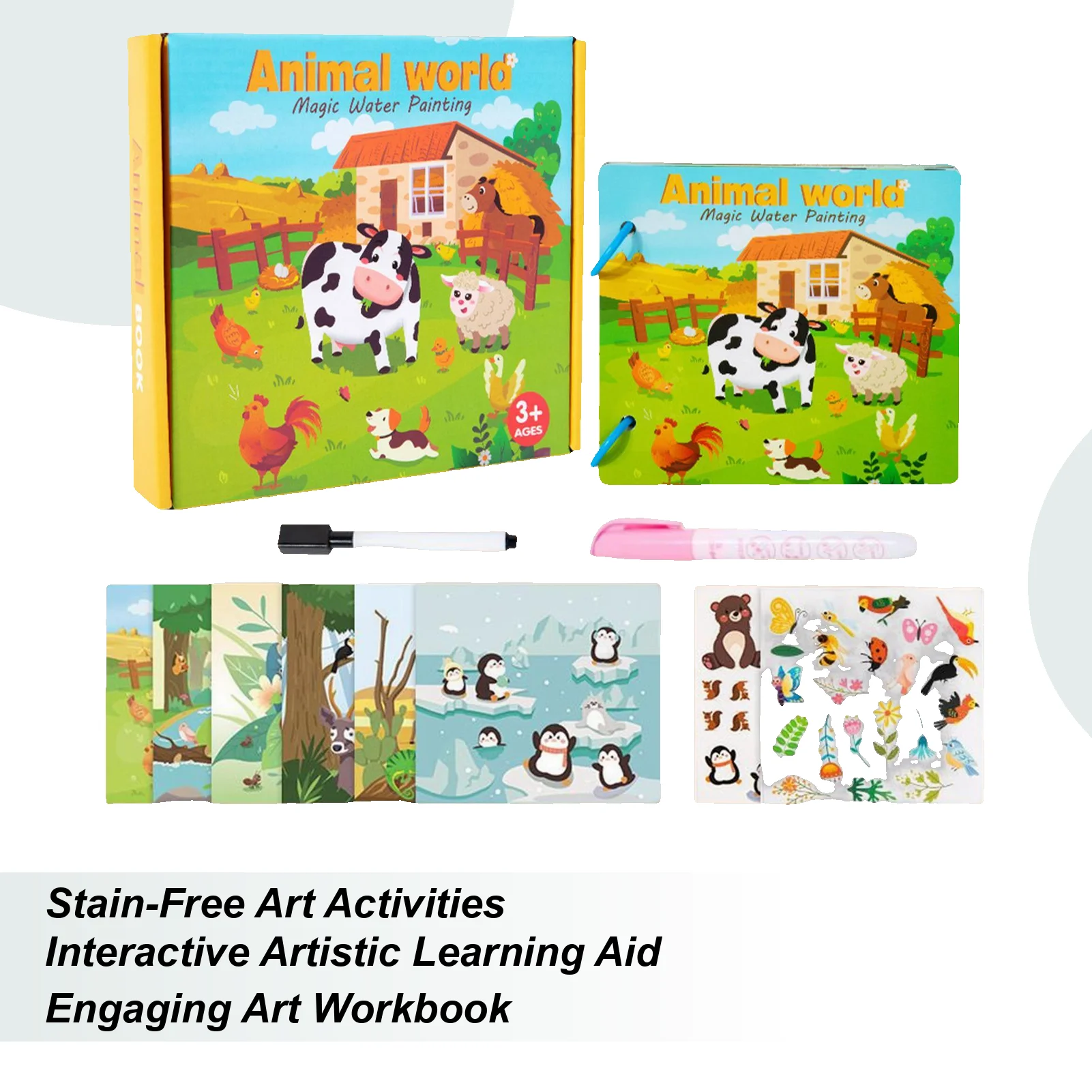 Livres de peinture à l'eau pour enfants, livre de coloriage à l'eau réutilisable, fournitures d'art éducatives, cadeau pour les tout-petits de 3 à 8 ans, garçons et filles