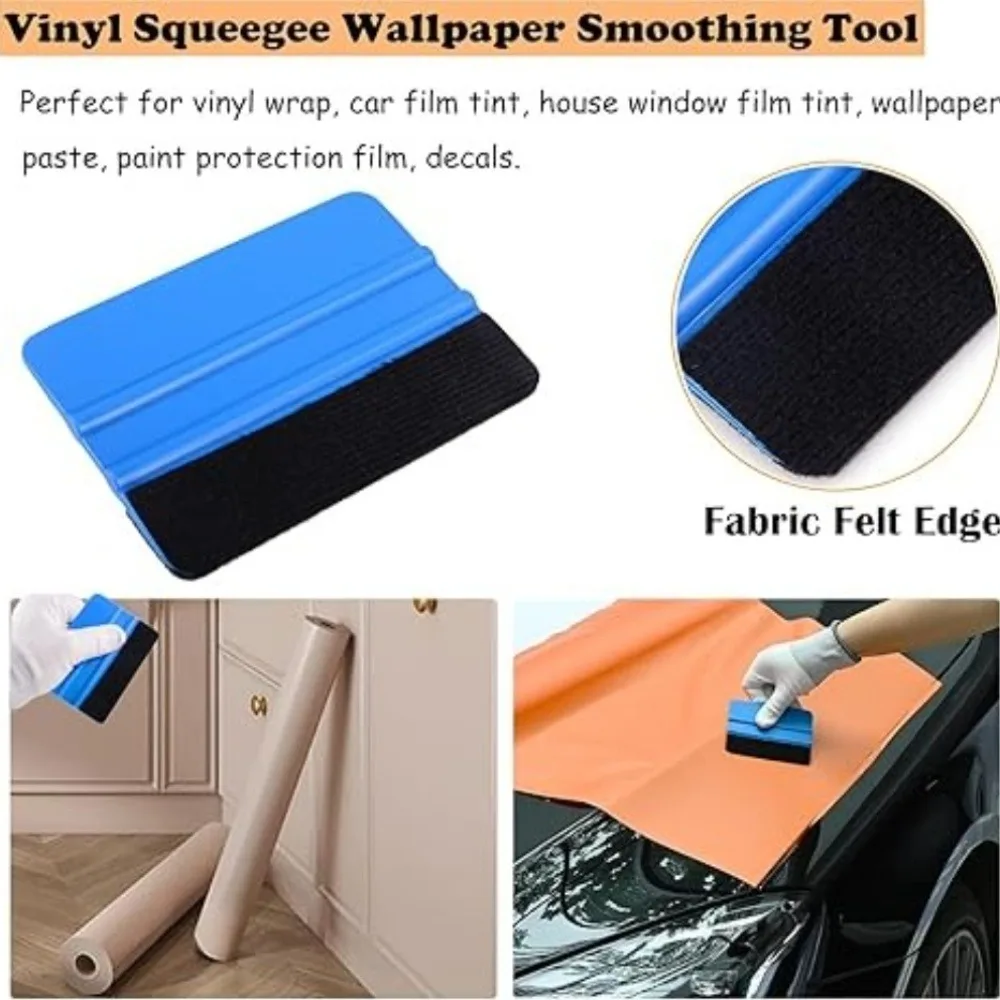 6pcs Car Window Tinting Tool Kit Includes Plush Squeegee and Edge Tool with Replaceable Plush Squeegee for Film Installation