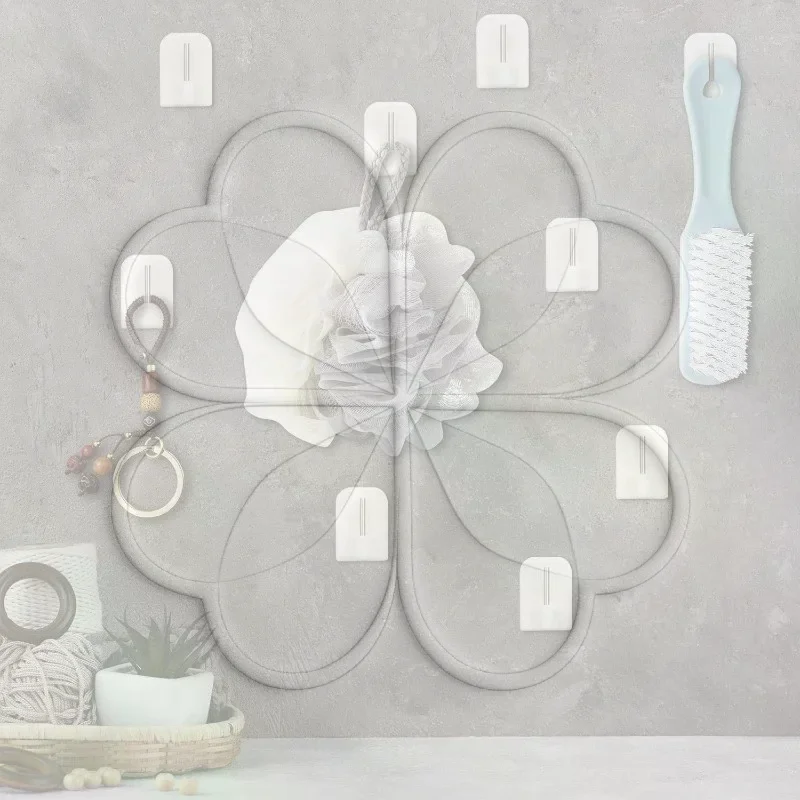 5/10Pcs Residue-free Self Adhesive Wall Hooks No Drilling Traceless Hangers for Kitchen Bathroom Curtain Organizer