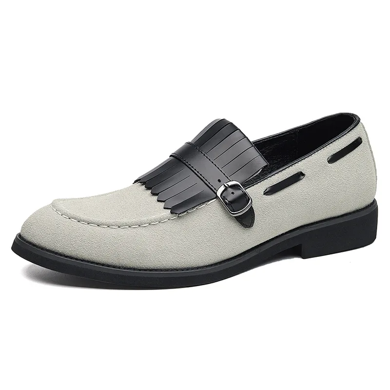 Sapatos masculinos, sapatos casuais de couro de tamanho grande, sapatos de tornozelo elegantes de estilo britânico, mocassins da moda de estilo coreano