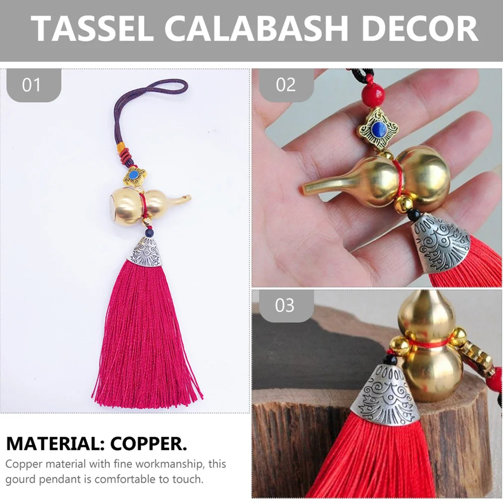 

Pendant with Tassel Copper Gourd Hanging Decor for Car Home Office Lucky Auspicious Ornament Vehicle Interior Accessory