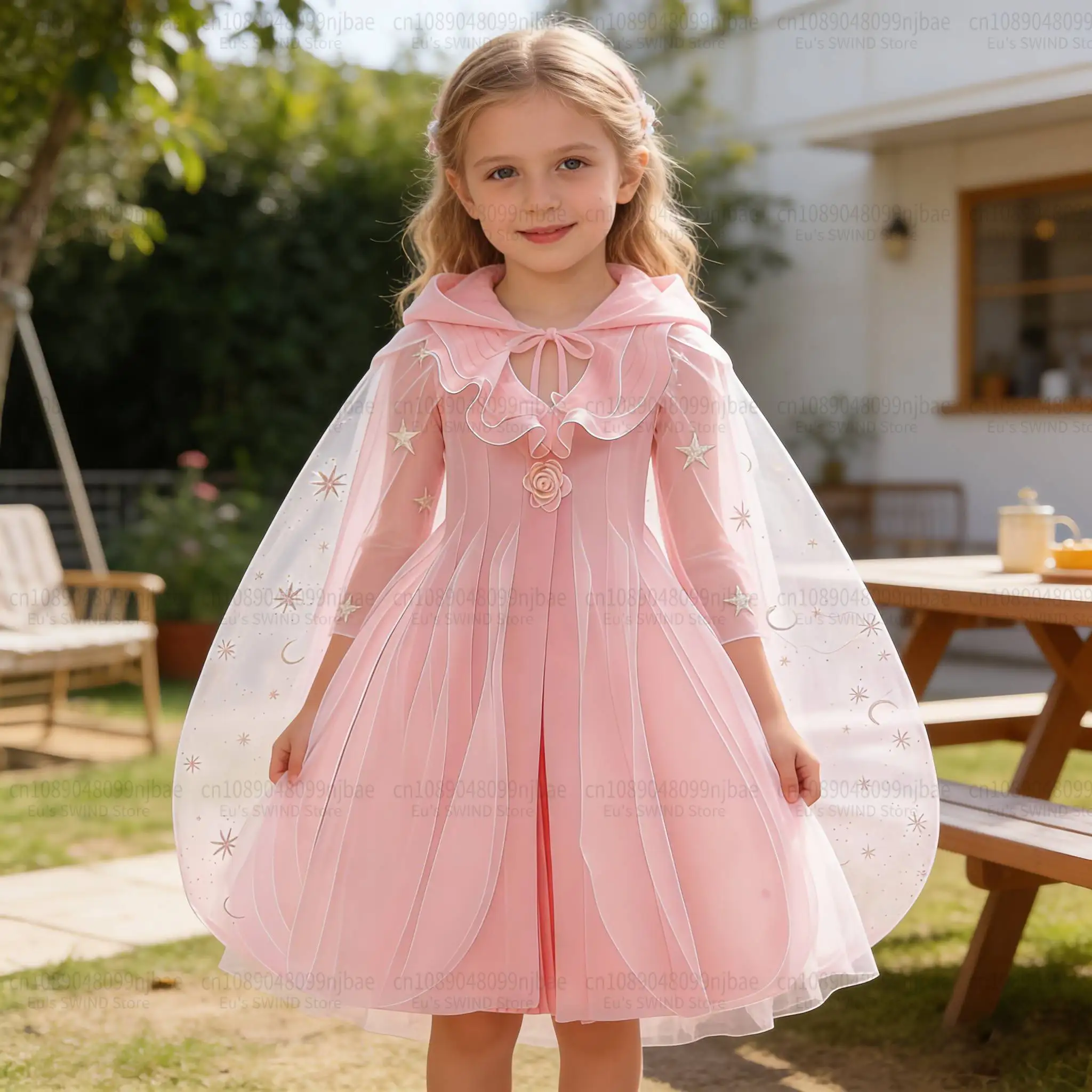 Capa y Vestido de Tul para Niñas Pequeñas, Vestido de Princesa para Fiestas Infantiles, Disfraz de Bruja de Verano, Color Rosa Claro, para Actuaciones y Cumpleaños