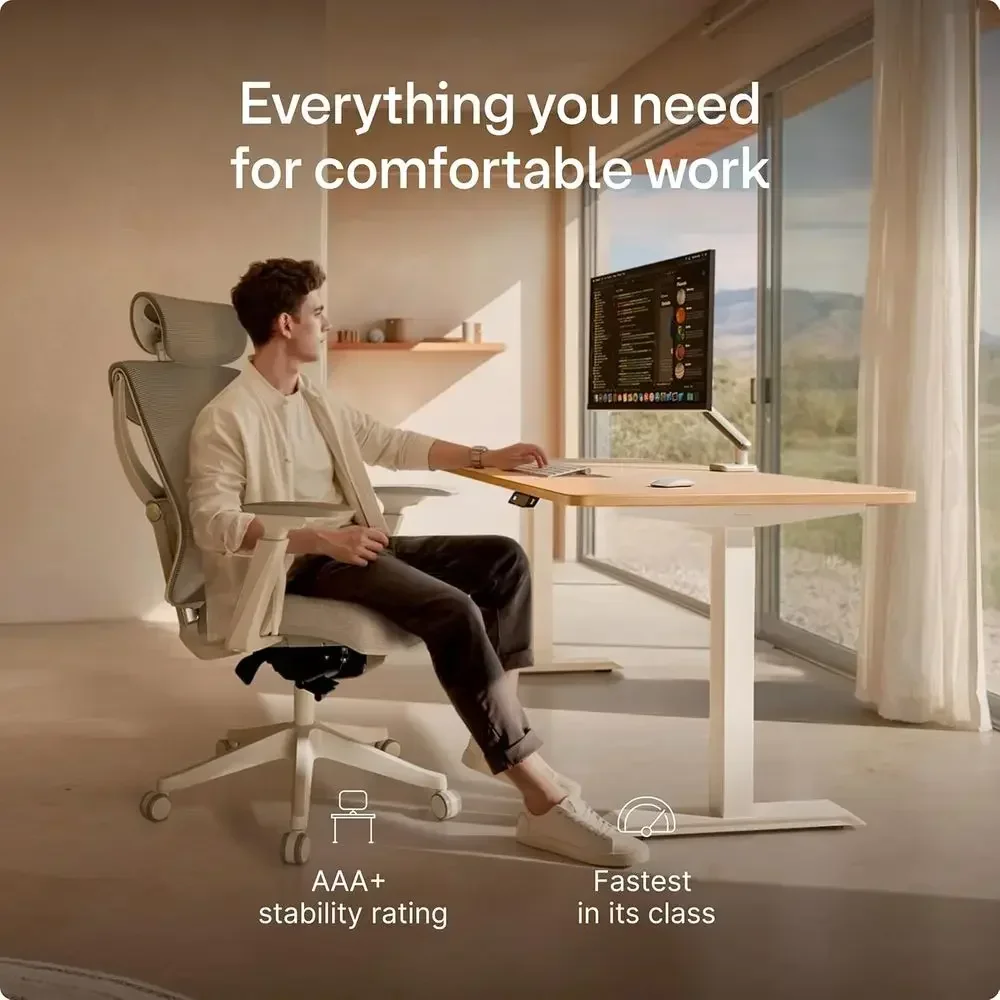 Ergonomic Dual Motor Electric Height Adjustable Desk, 54x28, USB & USB-C Charging, Touchscreen Controls, 3 Memory Presets