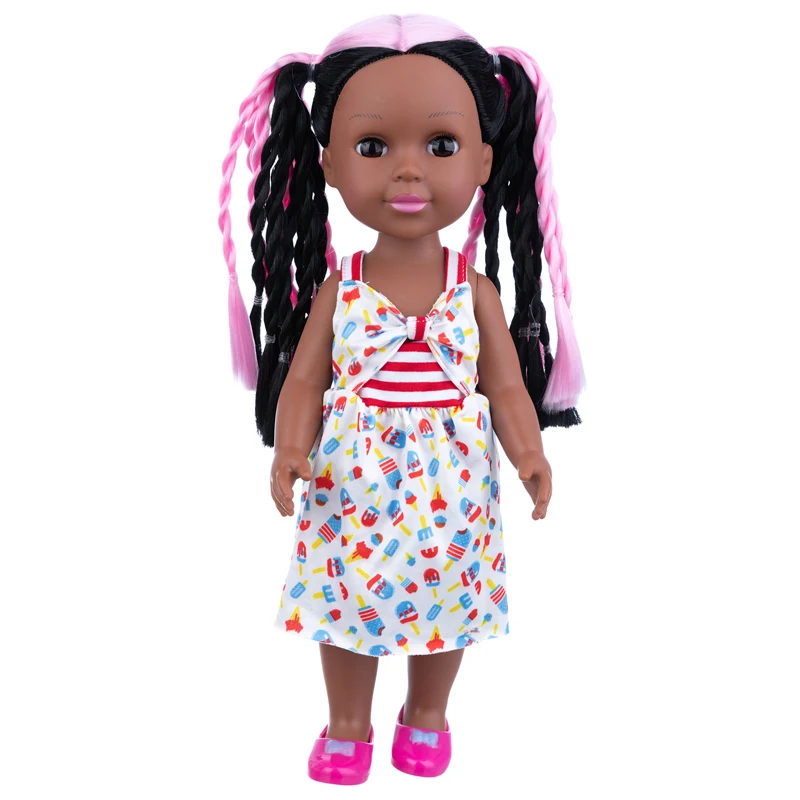 

14 inch pink black braid trendy doll 35 cm straight hair orchid braid doll toy