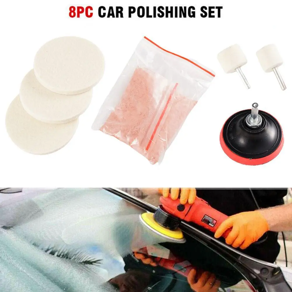 Car Glass Polishing and Grinding Set, Glass Screen Polishing Set, Limpeza Scratch Removal Almofada de polimento, 8 pcs