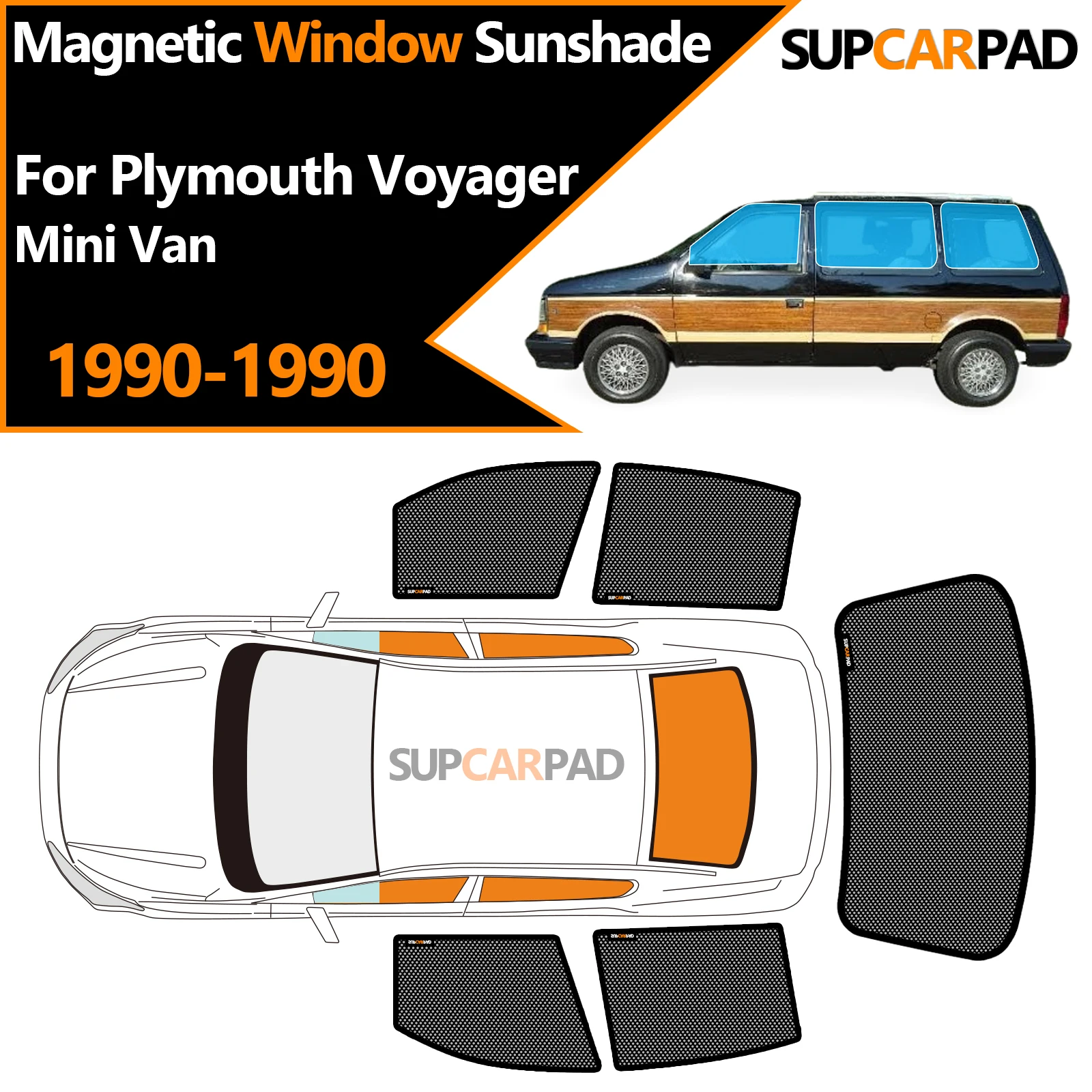 

Custom Car Window Sunshade For Plymouth Voyager Mini Van 1990-1990 Magnetic Curtain Mesh Front Windshield Frame Curtain