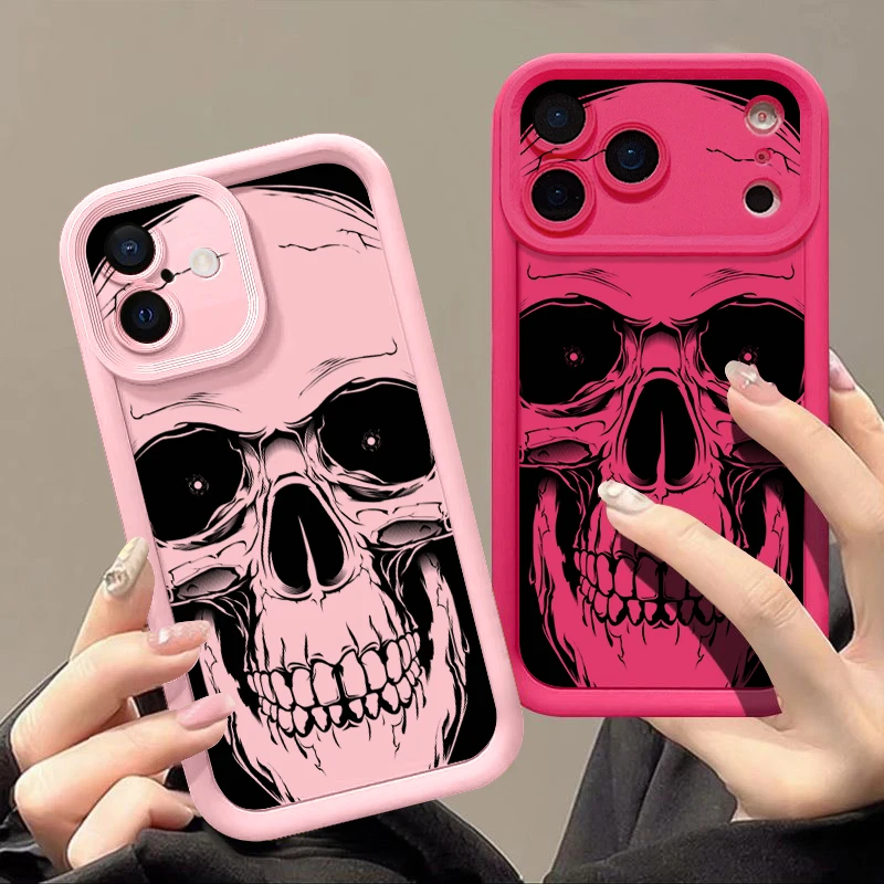 

Skull Pattern Case For iPhone 17 Pro Max Case iPhone 16 15 14 13 Pro Max 11 16e 17e Shockproof Bumper Silicone Phone Back Cover