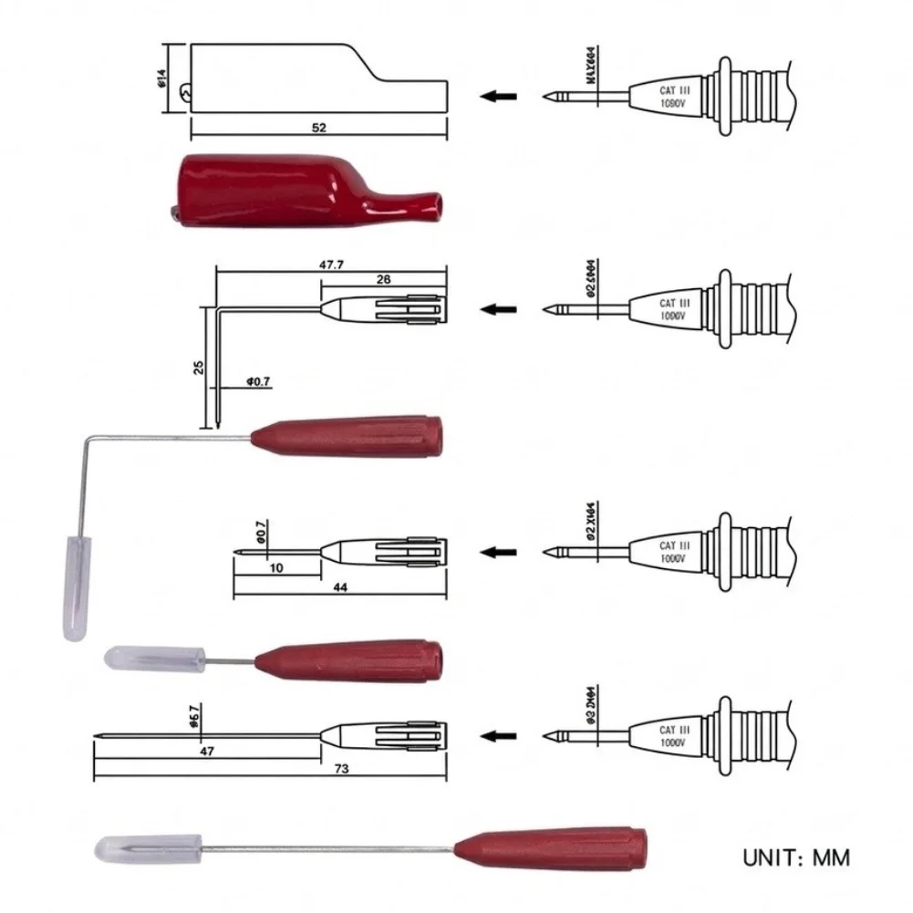 20A Multimeter Test Probes, Thick Wire Replace Leads With Metal Needles And Alligator=Clips For Accurate Voltage Current Measure